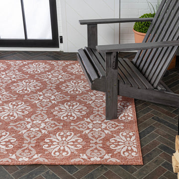 Amora Traditional Mediterranean Tile Design Indoor/Outdoor Area Rug